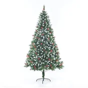 shumee Zasneženo božično drevo z borovimi storži StarryLights 210 cm x 128 cm - razkošno, gosto in naravno