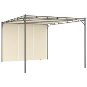 Vidaxl Vrtni paviljon s stransko zaveso 4x3x2,25 m krem