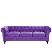Beliani Trisedežni vijolični žametni kavč CHESTERFIELD