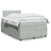 Vidaxl Box spring postelja z vzmetnico svetlo siva 120x190 cm žamet