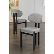 Hanah Home set trpezarijskih stolica Dore 4 kom, siva tkanina Babyface, crne metalne noge