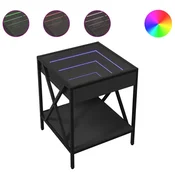 Vidaxl Nočna mizica z neskončnimi LED črna 40x40x49 cm