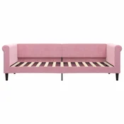 Greatstore Izvlečna dnevna postelja roza 90x200 cm žamet