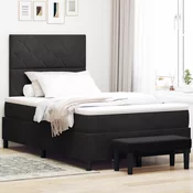 vidaXL škatlasta vzmetnica z vzmetnico in klopjo črna 120x190 cm saten