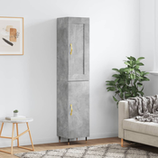 Vidaxl Visoka omara betonsko siva 34,5x34x180 cm inženirski les