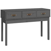 Vidaxl Konzolna mizica siva 114x40x75 cm trdna borovina
