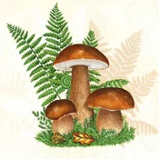 Serviete za decoupage Boletus with Leaves of Fern - 1 kos