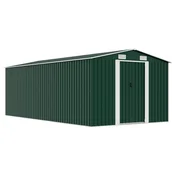 Greatstore Vrtna lopa 257x489x181 cm kovinska zelena