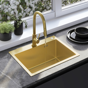 Jekleno pomivalno korito Liam BRUSH GOLD