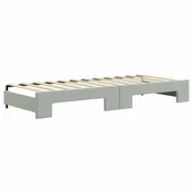 Greatstore Izvlečna dnevna postelja svetlo siva 80x200 cm žamet