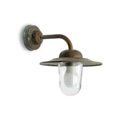 Moretti Luce Zunanja stenska svetilka Casale, medenina, steklo, IP44, projekcija 30 cm - Antični - starinska medenina, prozorno - Kovina