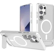 Overboard Ovitek za Samsung Galaxy S25 Ultra, mat ovitek s stojalom, za MagSafe, srebrn