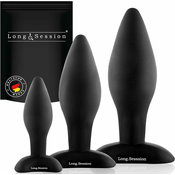 Paloqueth Long.Session Analplug Set from Skin-Friendly Silicone Black 3 pack