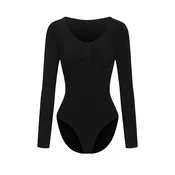 cfab Oblikovanje postave Bodysuit Sculpting Shapewear Longsleeve mit Slip črna