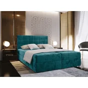 Oblazinjena postelja boxspring GLORIEN VELVET 180x200 cm turkizna Vzmetnica: Vzmetnica Bonell