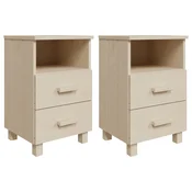MAISON CHIC Dvo delni komplet Nočne omarice - Nočne mize HAMAR medeno rjava 40x35x62 cm trden les, (21686908)