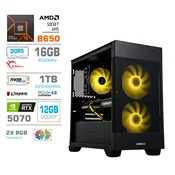 MEGA Računalnik MEGA MT S7X R5-9600X/RTX5070/16GB-DDR5/1TB/750W/Brez OS/črna RGB + Estetski napajalni kabli [Rumena/Črna], (5000505077)