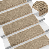 Samolepilne preproge za stopnice sisal 15 kosov 65x21x4 cm