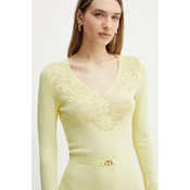 Obleka Twinset rumena barva, 251TP3240