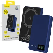 BLAVEC Powerbank BJ-03 Slim 10000 mAh 13,5 mm USB-C 22,5 W magnetno-induktivna MagSafe 3v1 PBBJ03-MC10N temno modra aluminijasta