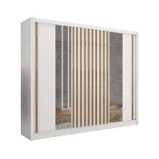 Garderobna omara z ogledalom SANTINO 250x215 cm bela/hrast craft