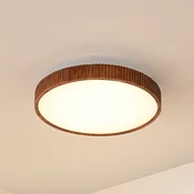 Lindby LED stropna svetilka Velua, bela/temno les, CCT, O 50 cm - Dnevna soba/jedilnica - Sodobni - belo, temno leseno