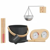 Vidaxl Komplet sauna vedra 5 pcs Črna 8.5 x 8 x 4.5 cm Aluminij