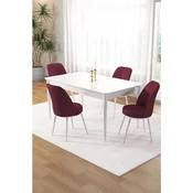 Hanah Home trpezarijski set Pir, sto i 4 stolice, bela ploca, braon tkanina Babyface