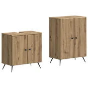 vidaXL Komplet kopalniških omaric, 2 kosa BREDA Artisan hrast