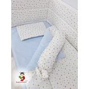 Bubamara037 Set posteljine za krevetac sa ravnom ogradicom Glitter, Plavi