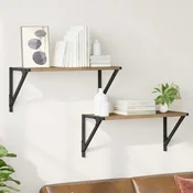 Police na zidu Zidne 2 pcs Umjetnicki hrast 60 x 25 x 25,5 cm