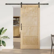 vidaXL Drsna vrata 93 x 211 cm Inženirski les Naravna in črna
