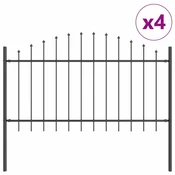 Vidaxl Vrtna ograja 4 szt. Siva 170 x 140 cm Prašno lakirano jeklo