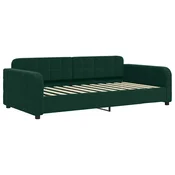 Greatstore Izvlečna dnevna postelja s predali temno zelena 90x200 cm žamet