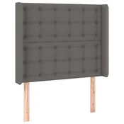 Vidaxl Vzglavje z ušesi sivo 103x16x118/128 cm umetno usnje
