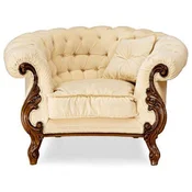 Casa Padrino luxury baroque living room armchair cream/brown - Handmade baroque style armchair - Magnificent luxury living room furniture in baroque style - Baroque furniture