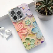 Maska Painting Flower za iPhone 16 Pro zelena