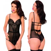 Črn dekorativni bodi z luknjo v mednožju, erotični Linda SoftLine 1841 M/L