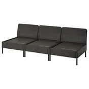 VITTSKÄR 3-seda modularna zofa, zunanje/plastičen ratan temno siva