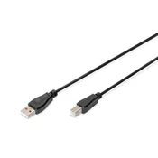 DIGITUS AK-300102-018-S brzi 2.0 USB kabel tipa B na tipa A, CCA nezašticeni crni kabel, 1,8 m
