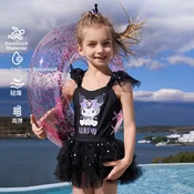 Aimer Set Jednodelni kupaci kostim za devojcice i kapa, Crni