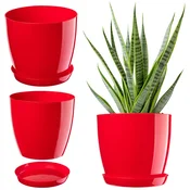 KADAX Cvetlični lonec s krožnikom 16 cm rdeč, plastična konstrukcija