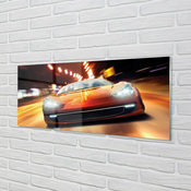 tulup.si Slika na akrilnem steklu Športni avtomobil mestne luči 140x70 cm 4 obešalnika