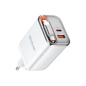 Stenski 67W polnilec Mcdodo FreeGo Series (CH-4103) z izvlečnim USB-C kablom in digitalnim prikazovalnikom - white