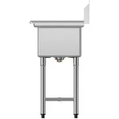 VEVOR Pomivalno korito s 3 predelki 2 odtočnima površinama in zadnjim robom 1678x558x1097 mm nerjaveče jeklo