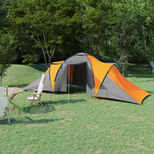 VIDAXL šator za kampiranje za 6 osoba, sivo-narancasti