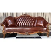 Casa Padrino luxury baroque leather sofa dark brown/brown - Living room genuine leather sofa with decorative pillows - Luxury living room furniture in baroque style - Baroque leather furniture