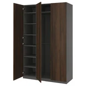 PAX/STORKLINTA Garderobni sestav, temno siva/temno rjava imitacija luženega hrasta, 150x58x236 cm