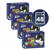 Vrečke FELIX Fantastic Duo, okusen izbor hran z zelenjavo v želatini 48x85 g