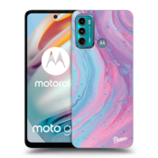 Silikonski prozorni ovitek za Motorola Moto G60 - Pink liquid
